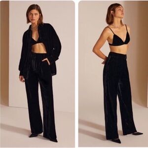 Favorite Daughter Black THE VELVET FAVORITE PANT Wide Leg Trousers Sz 6